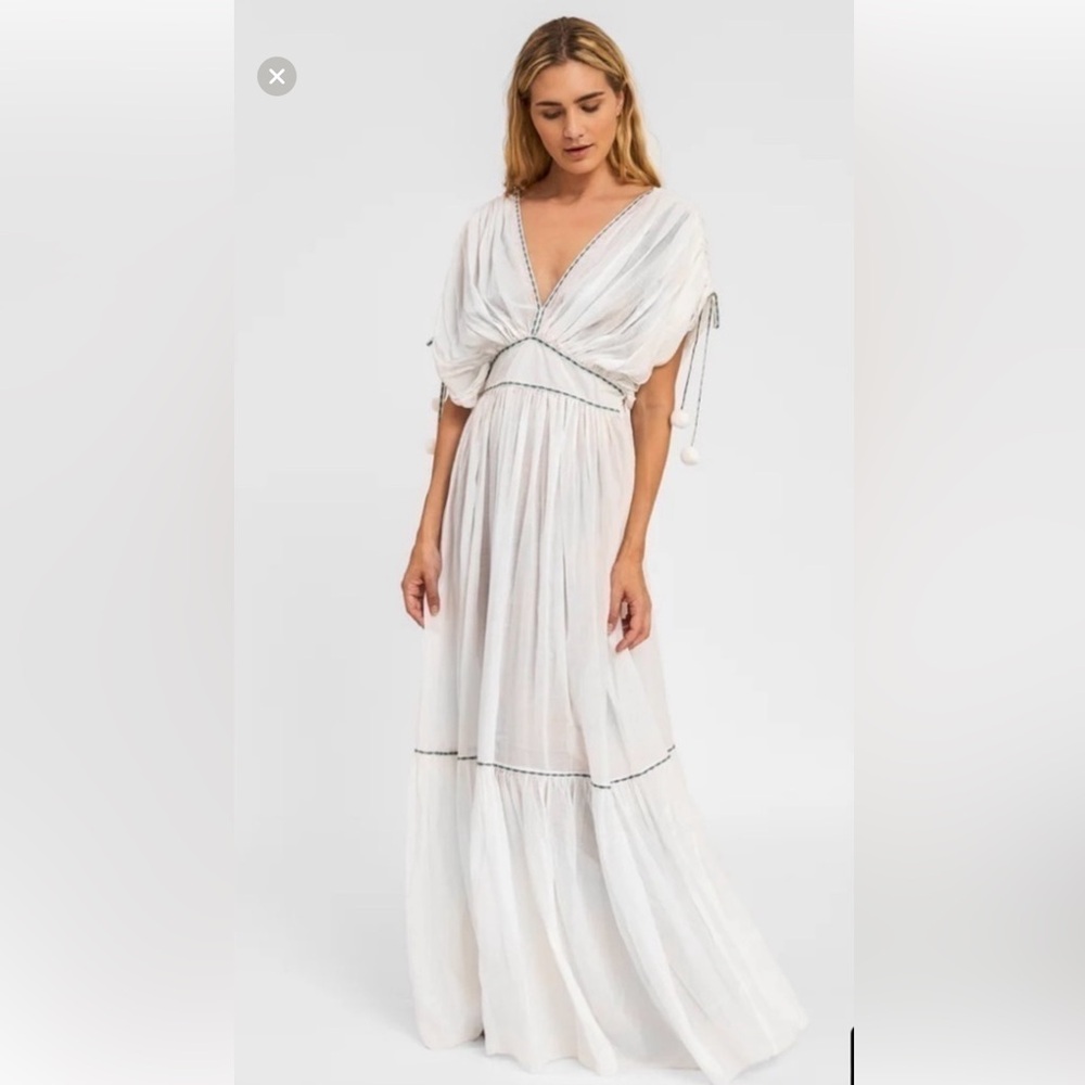 PITUSA Clara Pom-Pom Maxi Dress PETITE NEW WITH TAGS